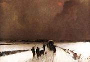 Fleury Chenu The Stragglers Impression of Snow oil painting on canvas